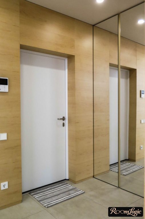 Small entryway panelized with wooden MDF panels