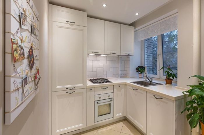 small kitchen with built-in refrigerator