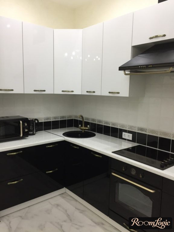 small kitchen with corner cabinet