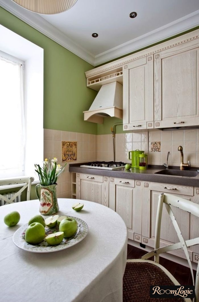 small provence-style kitchen in a regular apartment