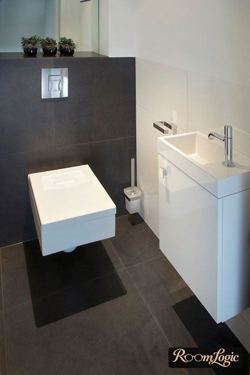 small rectangular sink in toilet without bathtub