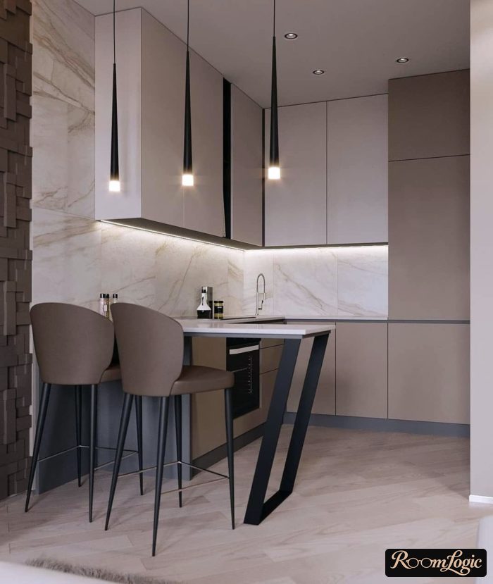 small U-shaped kitchens with a breakfast bar