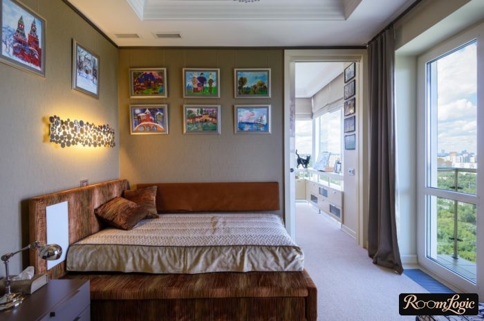 Sofa bed in a young man's room
