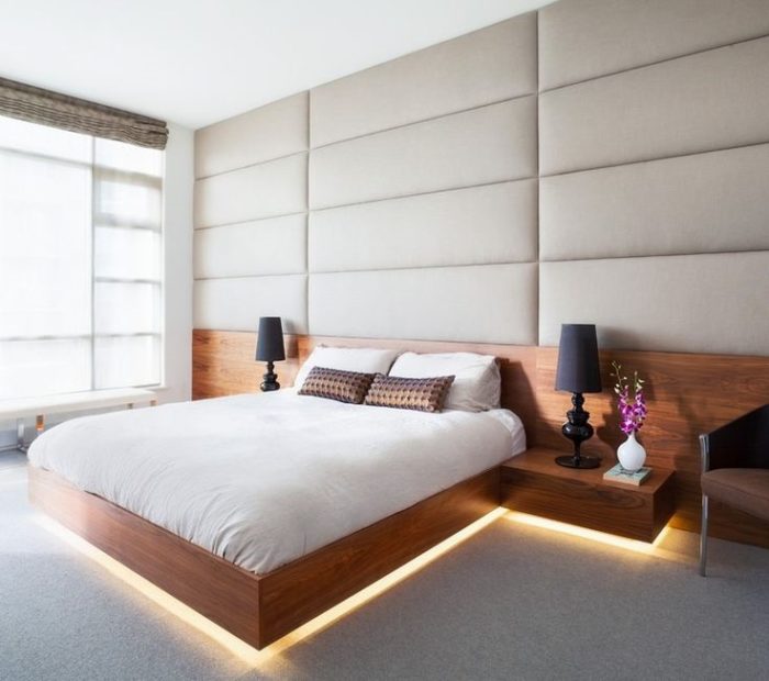 soft wall panels in minimalist bedroom