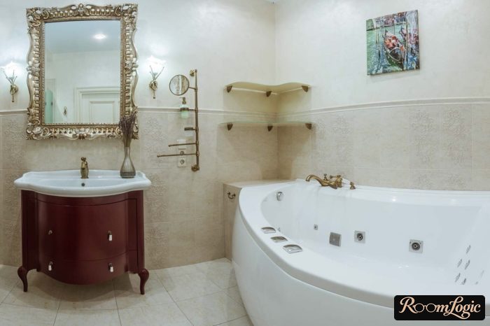 Solid-wood vanity on legs in classic style