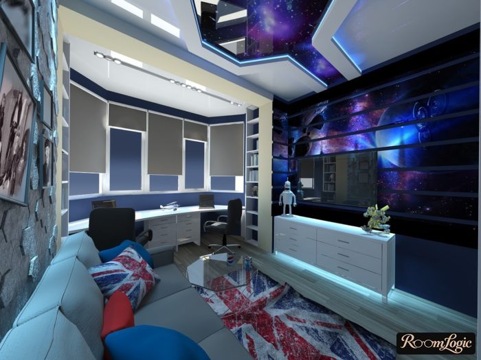 space-themed boy's room 14 years