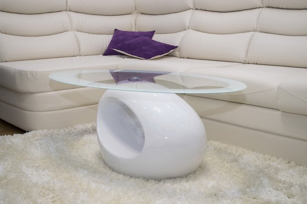 spherical white glossy coffee table