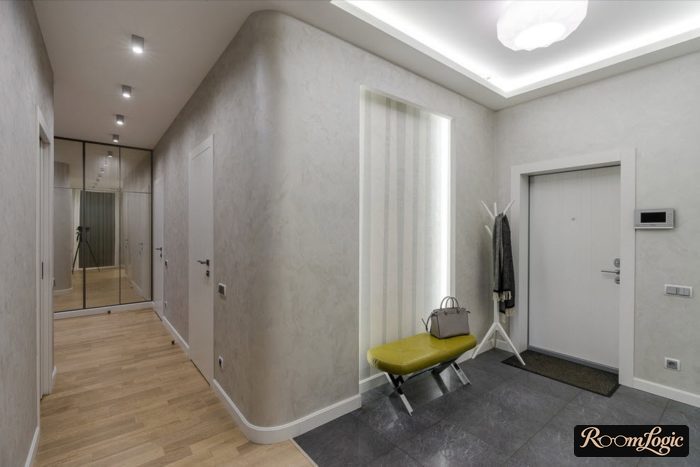 square gray porcelain tile in the entryway