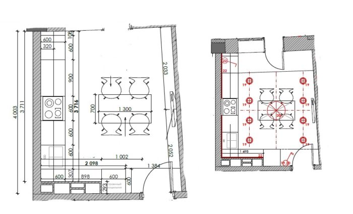 square kitchen project with dimensions