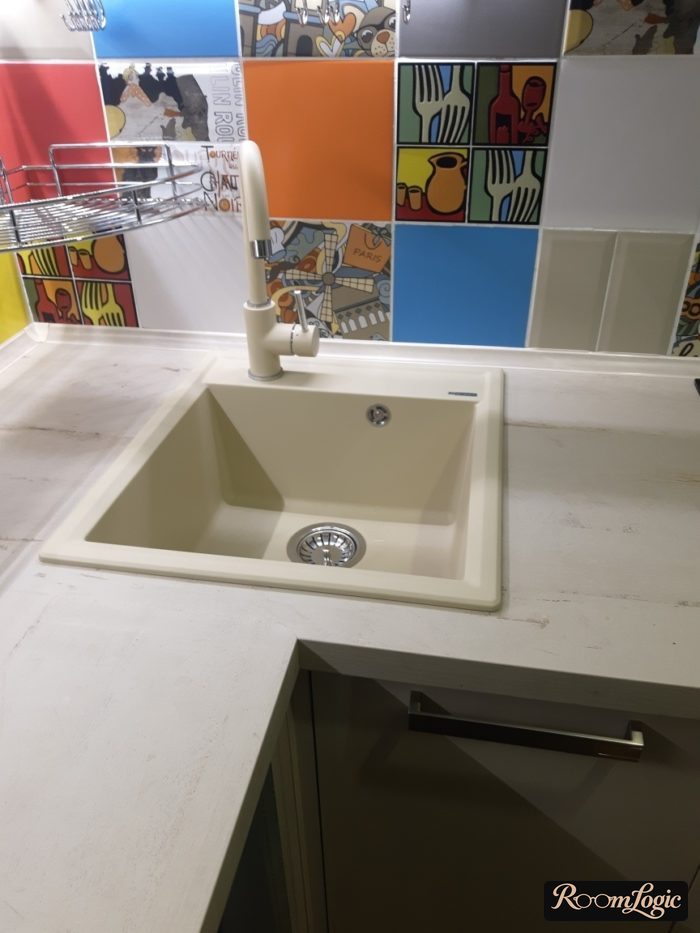 square sink in kitchen corner