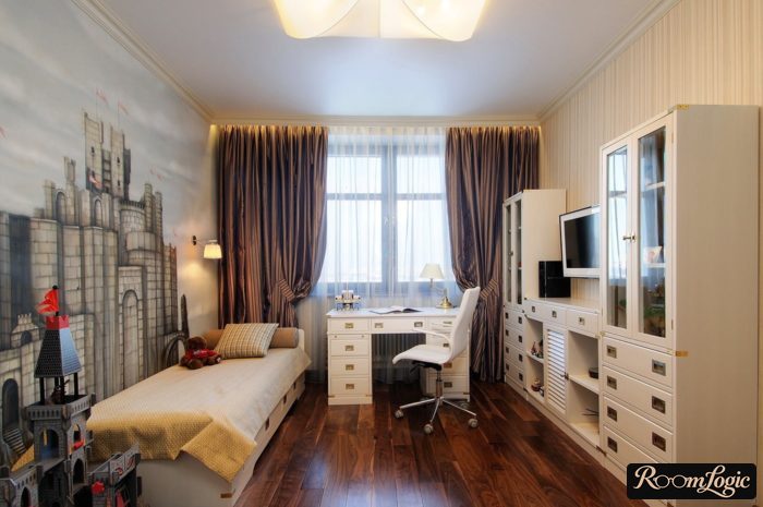 Straight brown curtains for a teenage girl