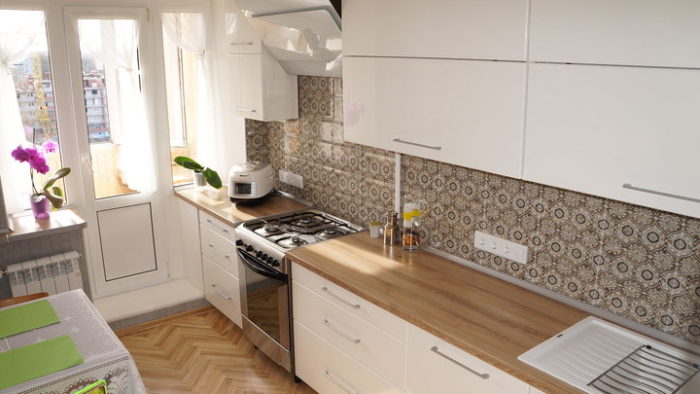Straight white kitchen