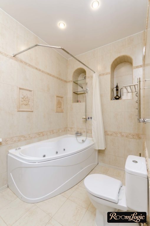 stretch ceiling in a classical bathroom