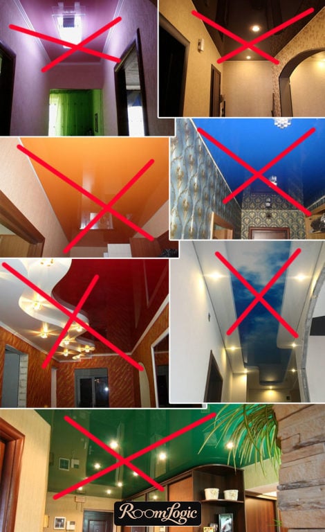 stretch ceiling in hallway - photo of how not to design
