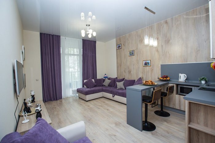 stretch ceiling in studio apartment