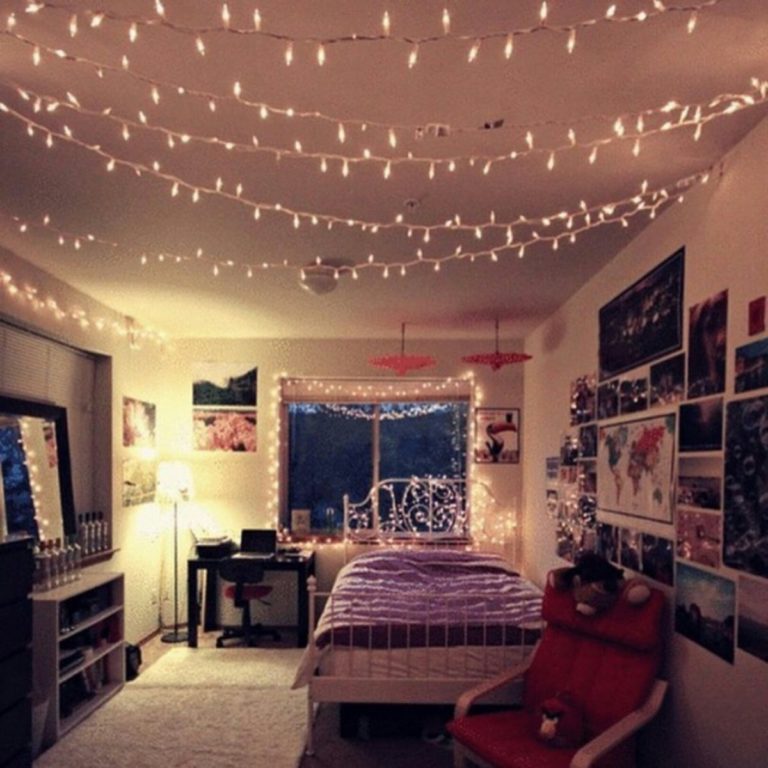 String lights in a teenager's room