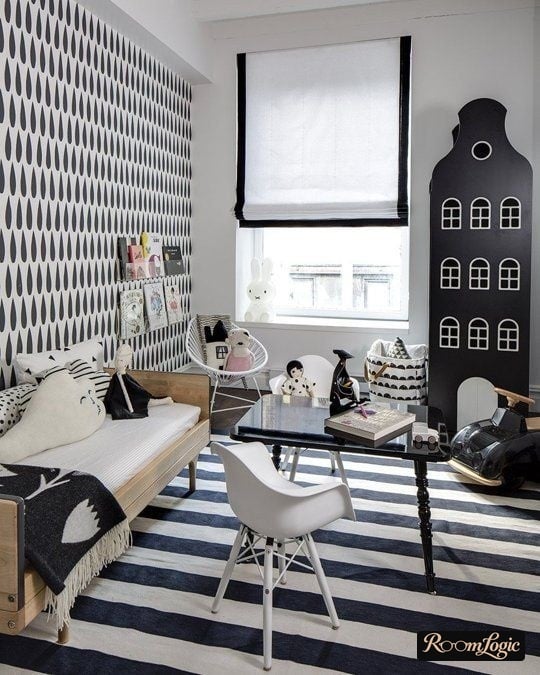 Striped carpet in a kids' room