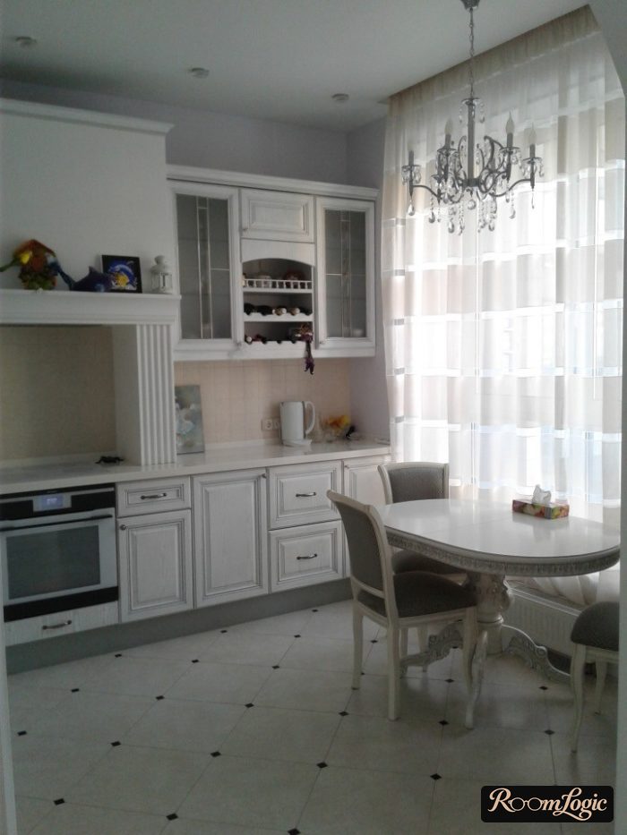 striped sheer curtain in classical style on the kitchen