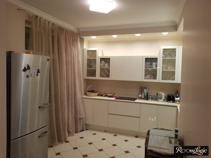 striped sheer curtain in modern kitchen renovation