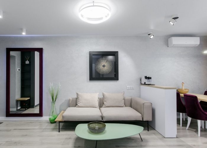 studio apartment with combined entryway
