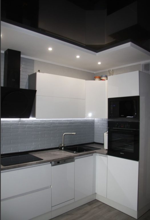 stylish black glossy stretch ceiling