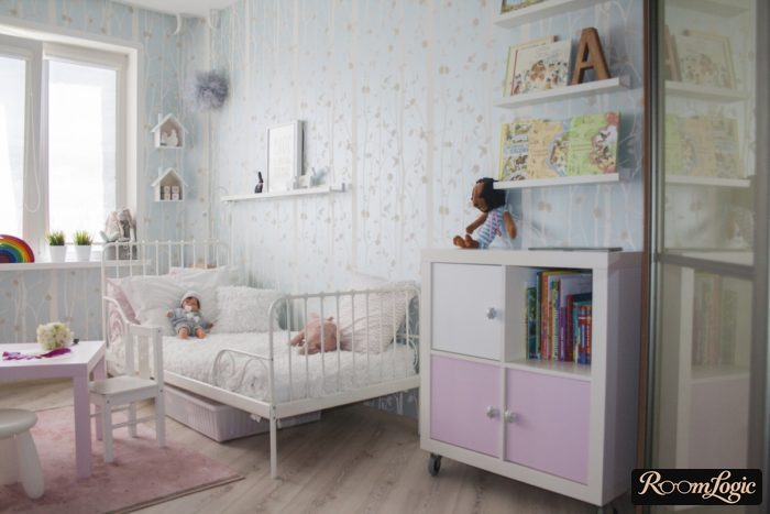 stylish girl's room in neutral tones