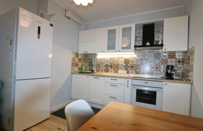 stylish kitchen in one-bedroom apartment