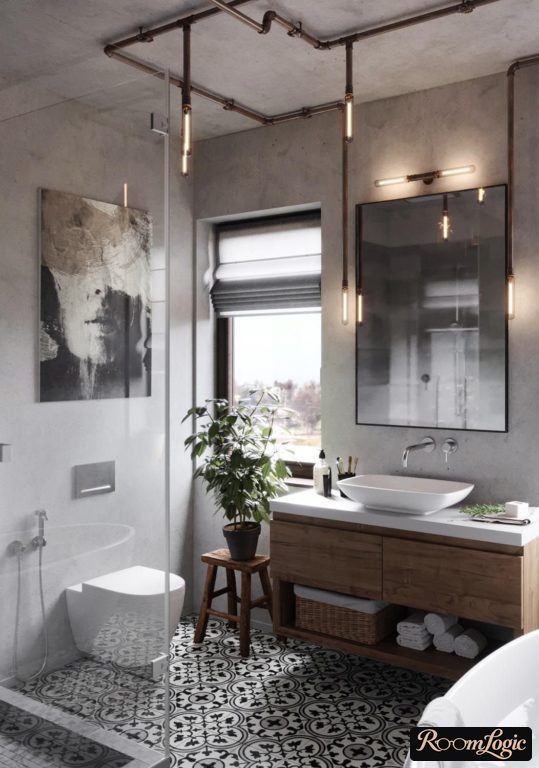 stylish loft bathroom
