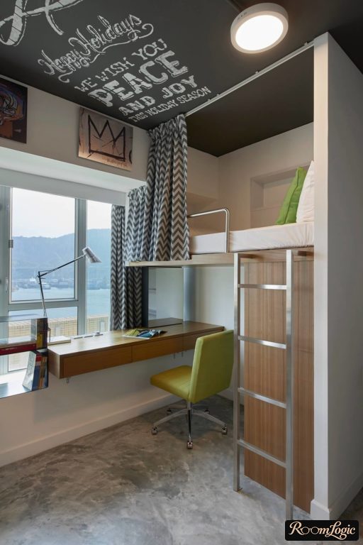stylish loft bed in a boy's teenager room