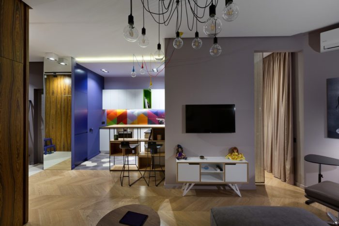 stylish modern design of studio apartment