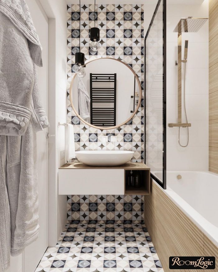 stylish small bathroom in scandi style