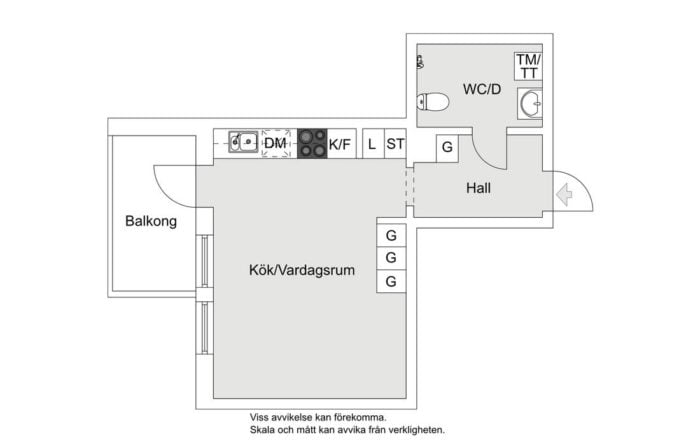 Swedish layout studio apartment