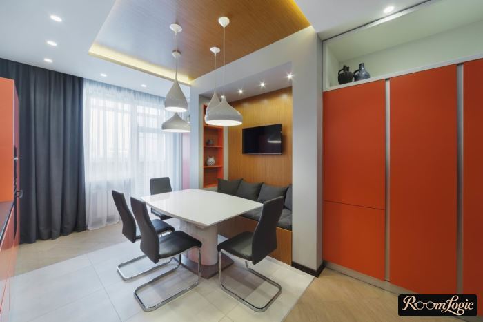 techno-style kitchen-living room