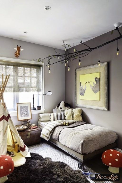 teen boy room in gray tones 14
