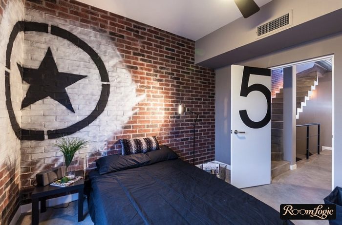 teen boy room in loft industrial style 16