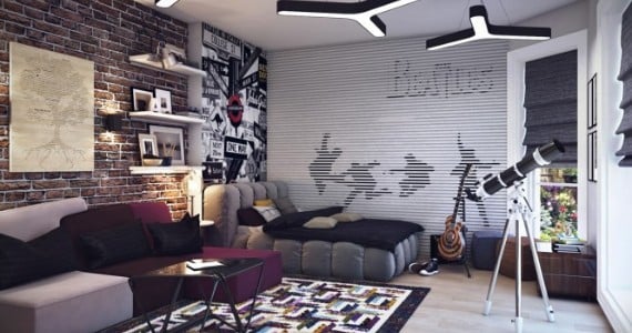 teen room in loft style