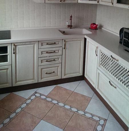 tile composition on the kitchen floor