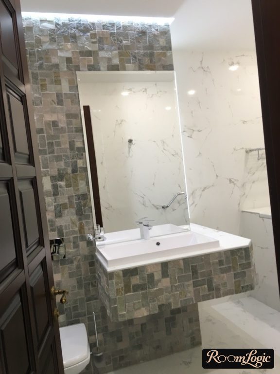 tile countertop in bathroom