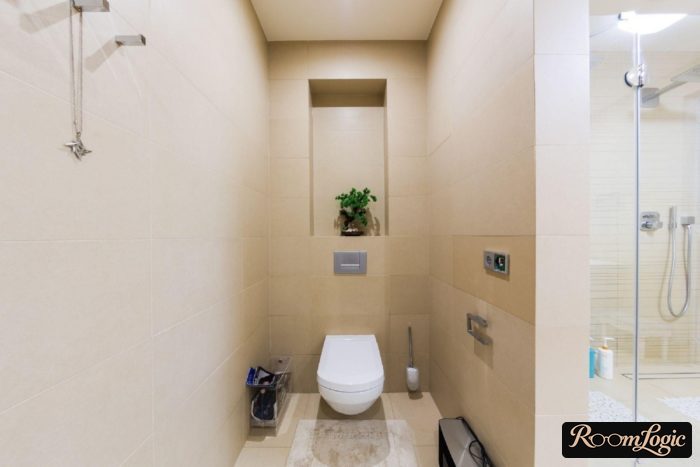 tile decoration of the toilet in minimalism style