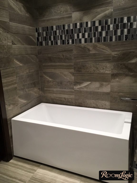 tile for the bathtub with stone imitation