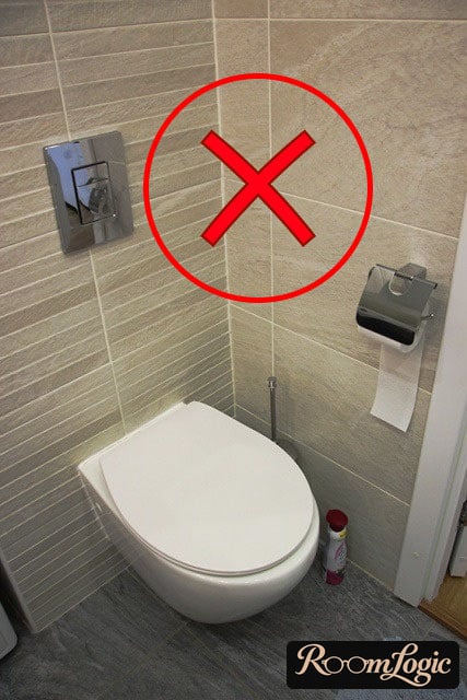 tile installation error in the toilet apartment interior design