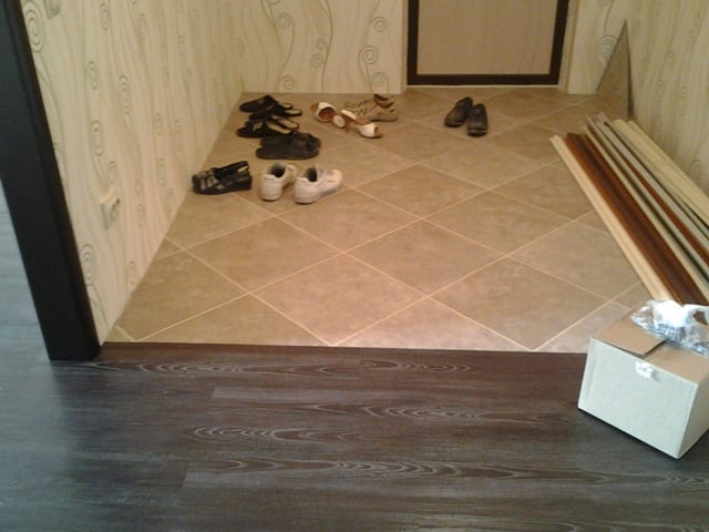 tile island in hallway