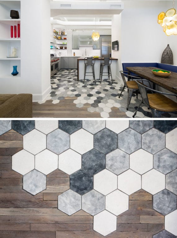 tile joint and parquet in hallway