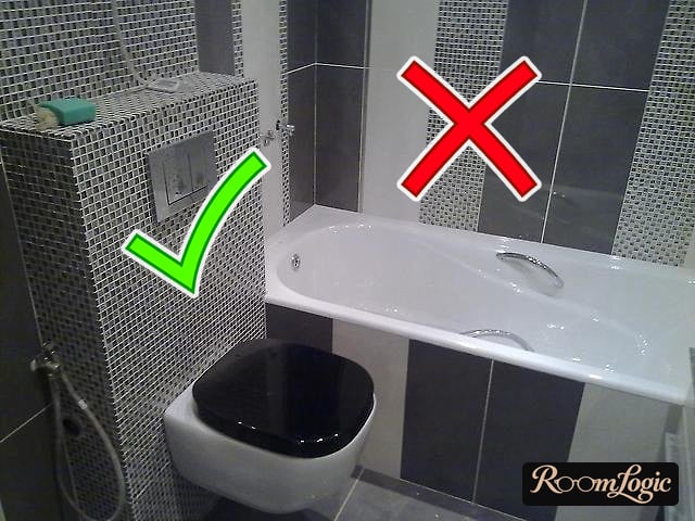 tile layout mistake in bathroom in tiny apartment renovation bathroom room