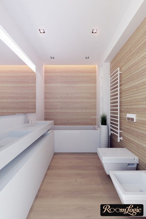 tile light wood in bathroom