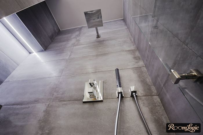 tile work in the shower zone of the bathroom