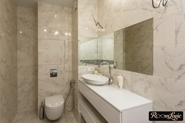 toilet with installation in bathroom