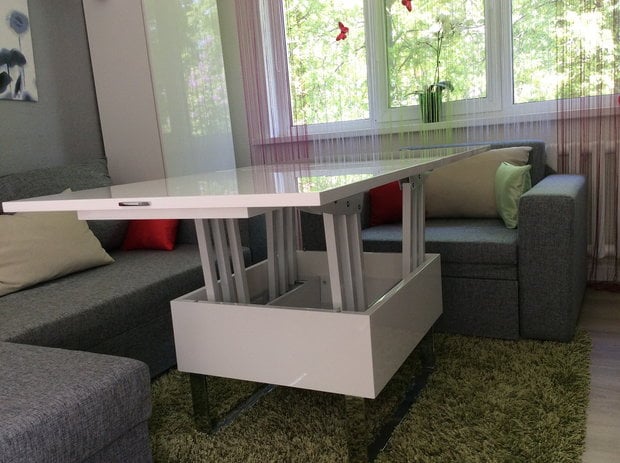 transforming coffee table in the interior