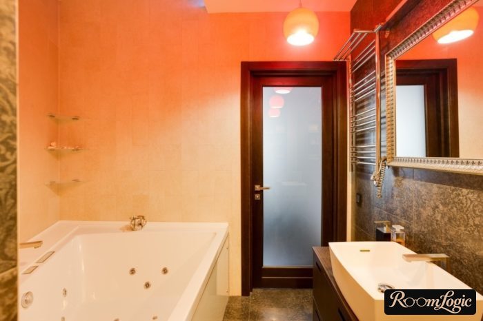 translucent door in combined bathroom