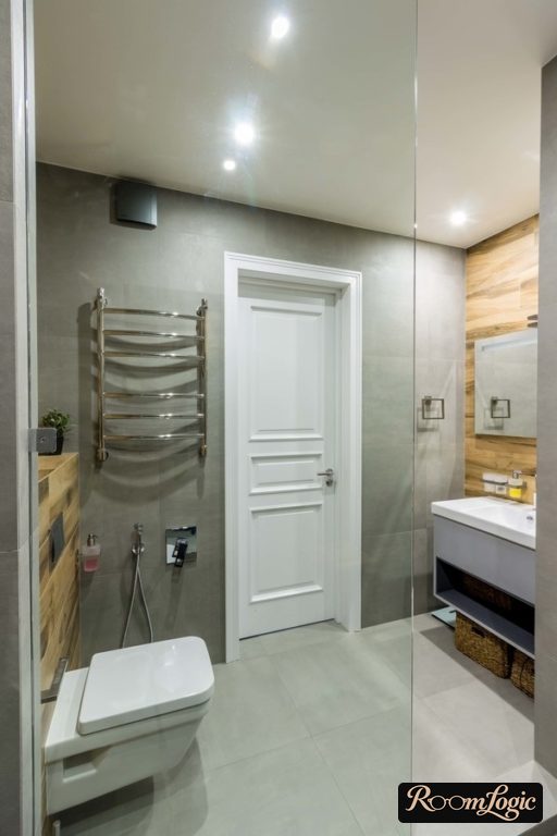 trendy bathroom interior in scandi style
